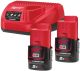 MILWAUKEE M12 NRG-202 AKKU SZETT (2X2.0Ah)(1XC12 TÖLTŐ)(4933459209)